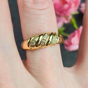 NWT Sterling Forever 14k Gold Plated Tonya CZ Twist Ring, Size 7